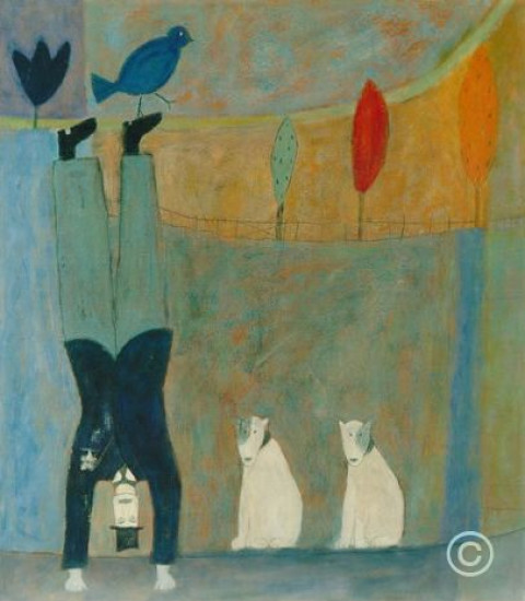 A Man And Two Dogs - Print only A Man And Two Dogs - Print only