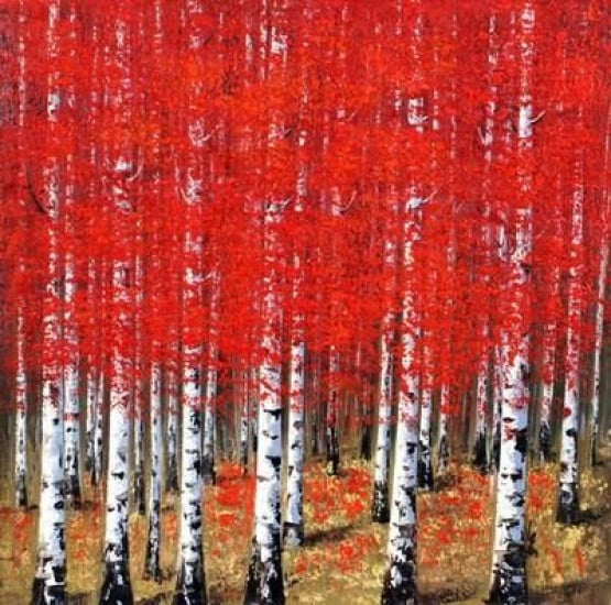 Crimson Glade II - Original - White Framed Crimson Glade II - Original - White Framed
