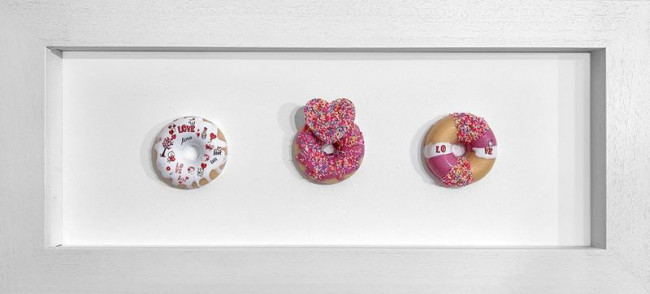 Doing Donuts - Hearts & Sprinkles - Original - Framed Doing Donuts - Hearts & Sprinkles - Original - Framed