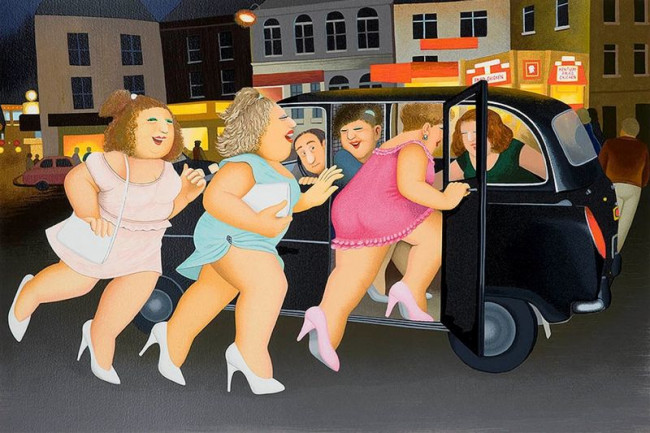 Girls In A Taxi - Print