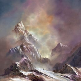 Mountain Peaks - Original - White Slim framed