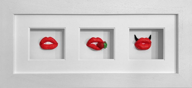 Pucker Up - Horny Strawberry - Original - Framed Pucker Up - Horny Strawberry - Original - Framed