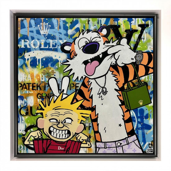 Stripes & Silly Faces - Original - Framed Stripes & Silly Faces - Original - Framed