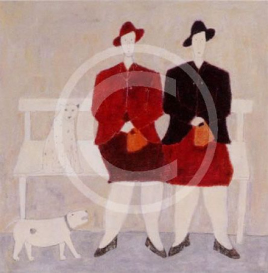 Two Ladies On A Bench - Print only Two Ladies On A Bench - Print only