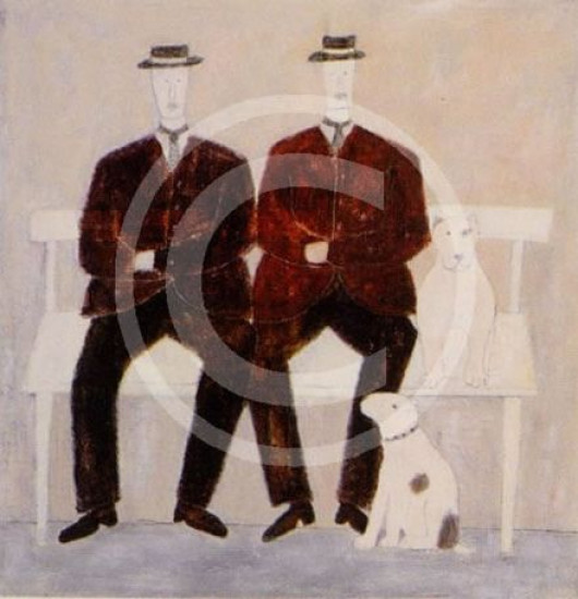 Two Men On A Bench - Print only Two Men On A Bench - Print only