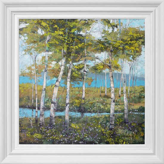 Woodland Study Of Spring I - Original - White Framed Woodland Study Of Spring I - Original - White Framed
