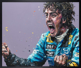 2005 - Screaming Alonso - Canvas - Artist Proof Black Framed - Framed Box Canvas