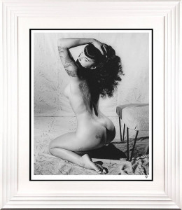 Bettie Page II (Black & White) - Artist Proof White Framed