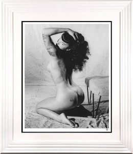 Bettie Page II (Black & White) - Artist Proof White Framed