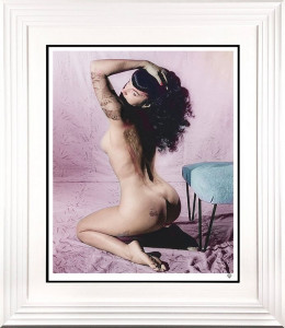 Bettie Page II (Colour) - White Framed