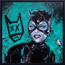 Cat Woman - Original - Black Framed - Framed Box Canvas