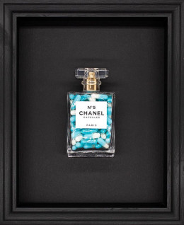 Chanel No.5 Capsules – (Baby Blue) On Black - Black Framed