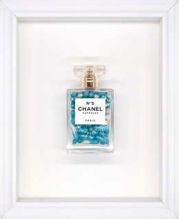 Chanel No.5 Capsules – (Baby Blue) On White - White Framed