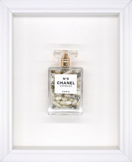 Chanel No.5 Capsules – (Cream) On White - White Framed