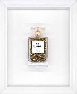 Chanel No.5 Capsules – (Gold) On White - White Framed