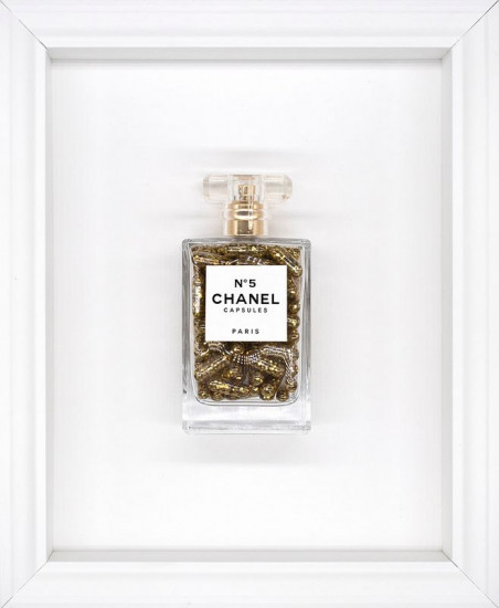 Chanel No.5 Capsules - On White - White Framed Chanel No.5 Capsules - On White - White Framed