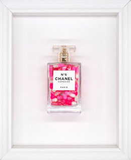 Chanel No.5 Capsules – (Hot Pink) On White - White Framed