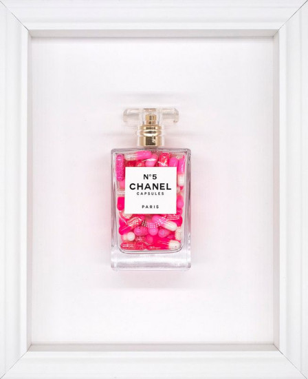 Chanel No.5 Capsules – (Hot Pink) On White - White Framed