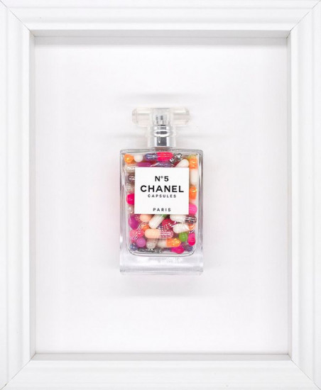 Chanel No.5 Capsules – (Multi-Colour) On White - White Framed