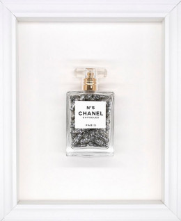 Chanel No.5 Capsules – (Silver) On White - White Framed