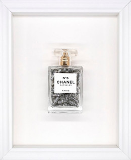 Chanel No.5 Capsules – (Silver) On White - White Framed