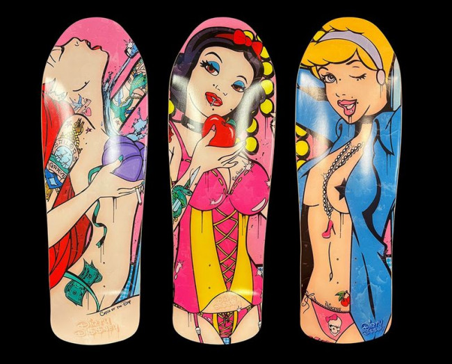 Dirty Di$$ney - Skateboard Decks - Set Of 3 - With Wall Fittings Dirty Di$$ney - Skateboard Decks - Set Of 3 - With Wall Fittings