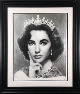 Elizabeth Taylor (Black & White) - Platinum - Black Framed