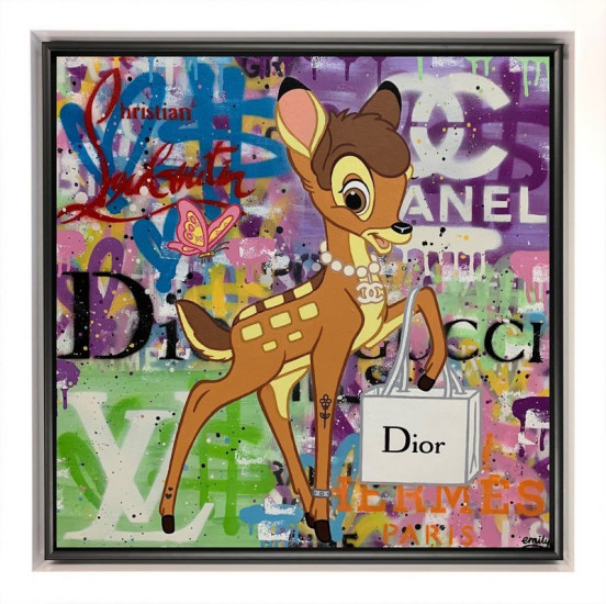 Glamorous Bambi (Commission) - Original - White Framed