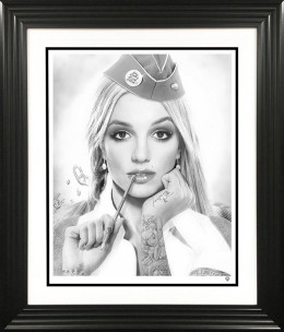 Hit Me Baby, One More Time (Black & White) - Artist Proof Black Framed