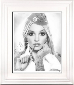 Hit Me Baby, One More Time (Black & White) - Artist Proof White Framed