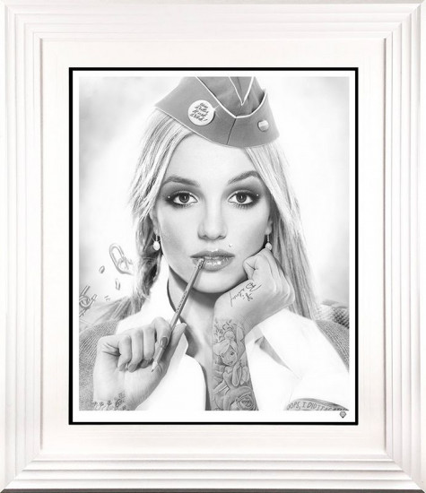 Hit Me Baby, One More Time (Black & White) - White Framed