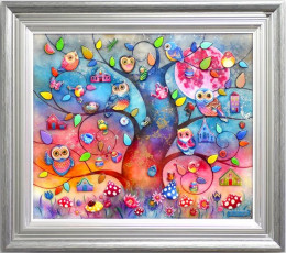 Hoots And Chirps - Silver-Blue Framed