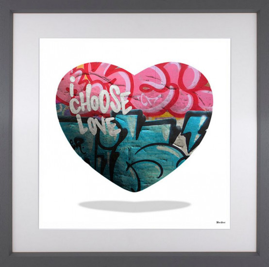 I Choose Love - White Background - Regular Size - Grey Framed