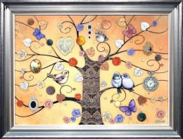 Lace Tree - XL - Silver-Blue Framed Lace Tree - XL - Silver-Blue Framed