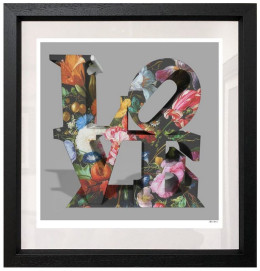 Love Floral - Grey Background - Regular Size - Framed