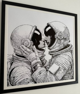 Love In Zero Gravity - Original - Black Framed