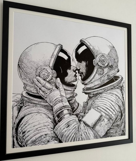 Love In Zero Gravity - Original - Black Framed Love In Zero Gravity - Original - Black Framed