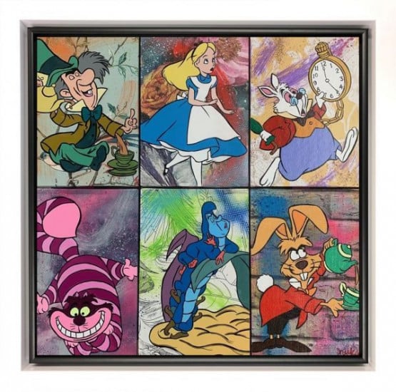Mad Hatters Tea Party - Original - White Framed Mad Hatters Tea Party - Original - White Framed