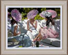 Pink Champagne, Ascot - Cream Framed