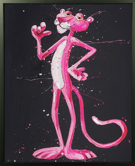 Positively Pink, Pink Panther - Canvas - Artist Proof Black Framed