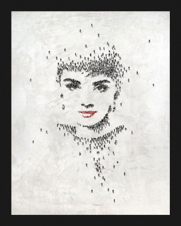 Quiet Gaze (Audrey Hepburn) - Black Framed - Framed Box Canvas