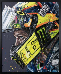 Rossi Helmet 17 - Canvas - Artist Proof Black Framed - Framed Box Canvas