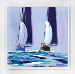 Sailing Into The Blue - White Framed