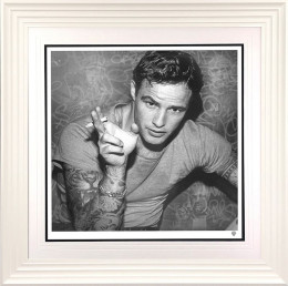Smoking Gun - Brando (Black & White) - Artist Proof White Framed