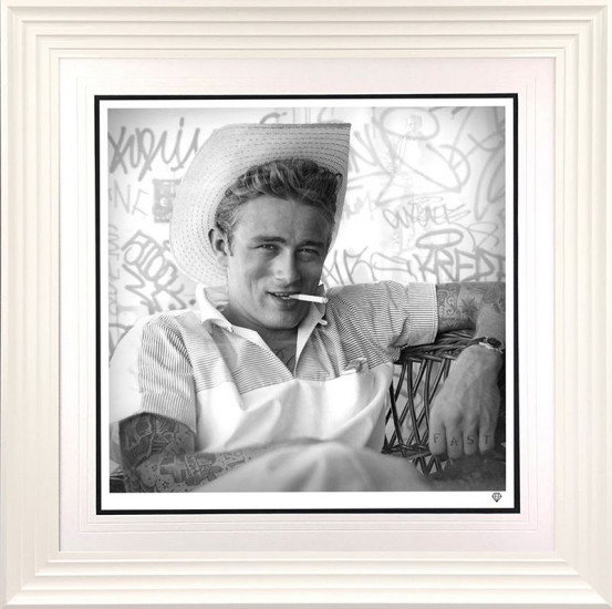 Smoking Gun - James Dean (Black & White) - Artist Proof White Framed