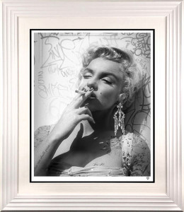 Smoking Gun - Marilyn (Black & White) - Artist Proof White Framed