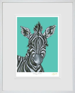 Stripey Wonder - White Framed