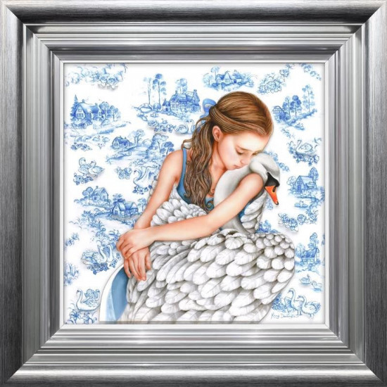 Swan Lake - Silver-Blue - Framed