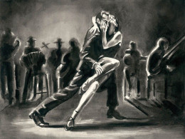 Tango - Black And White - On Paper - Mounted