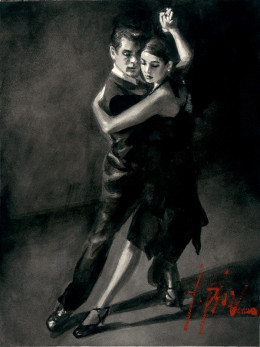 Tango VI - Black And White - On Paper - Mounted
